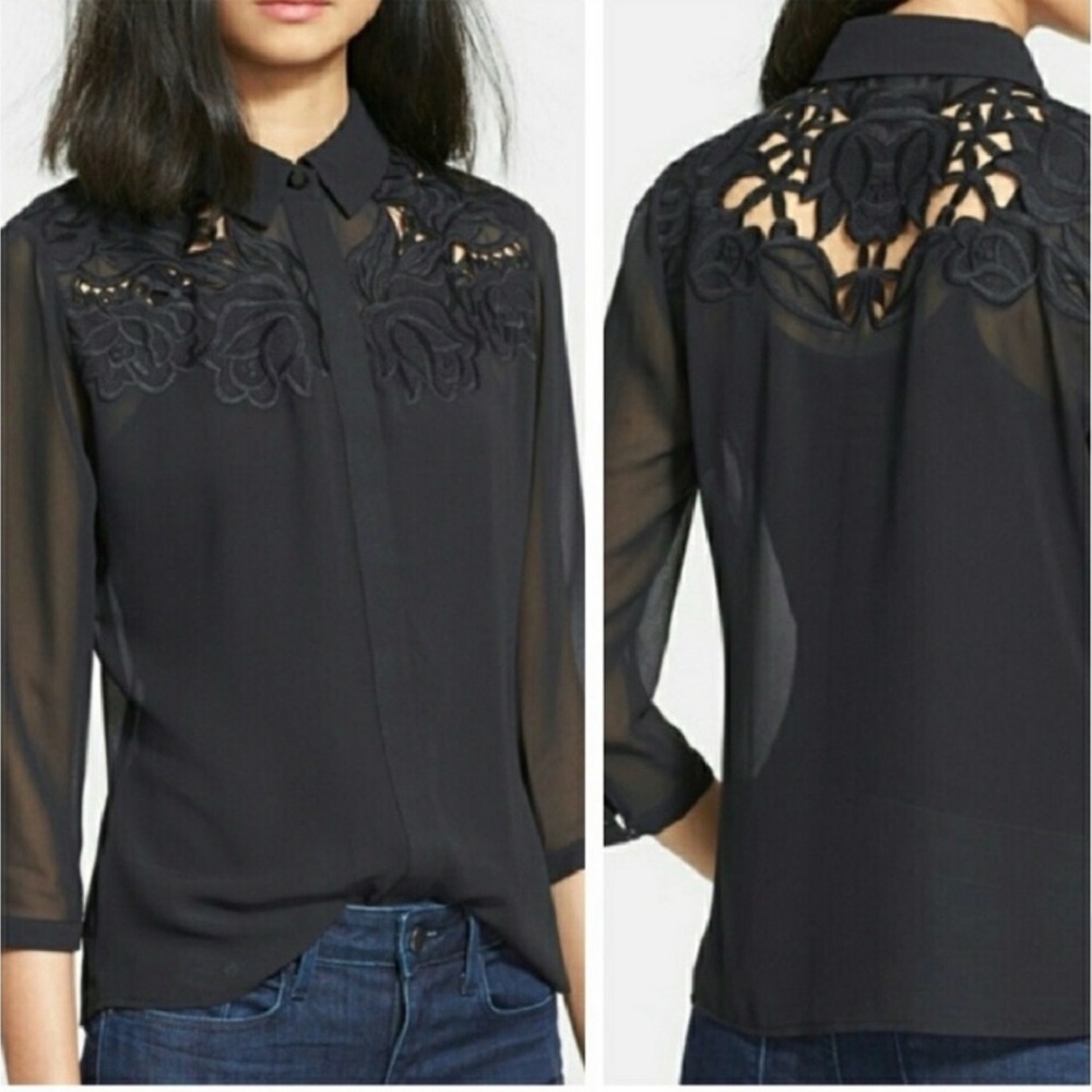 Elegant Black Lace Detail Women's Top